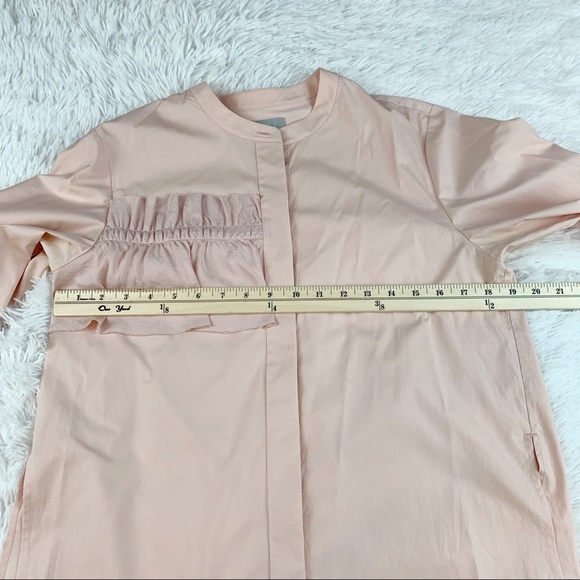 Grey Jason Wu long sleeve ruffle button up shirt collarless peach - Picture 4 of 10